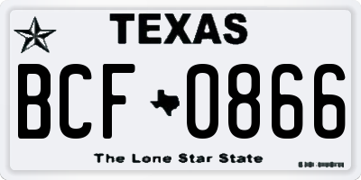 TX license plate BCF0866
