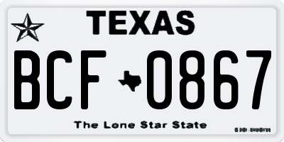 TX license plate BCF0867