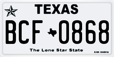 TX license plate BCF0868