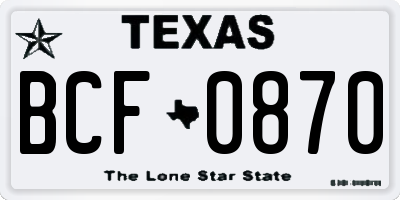 TX license plate BCF0870