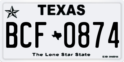 TX license plate BCF0874