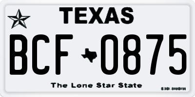 TX license plate BCF0875