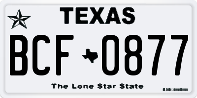 TX license plate BCF0877