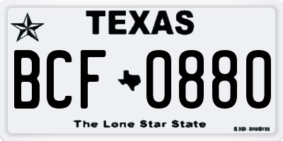 TX license plate BCF0880
