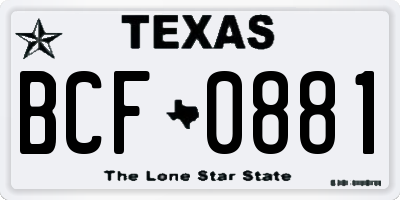 TX license plate BCF0881
