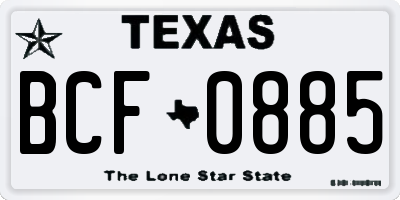 TX license plate BCF0885