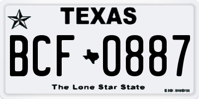 TX license plate BCF0887