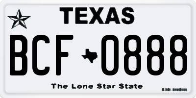 TX license plate BCF0888