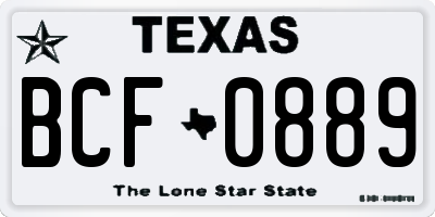 TX license plate BCF0889