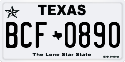 TX license plate BCF0890