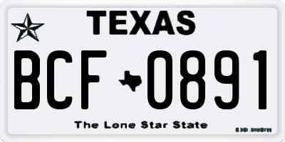 TX license plate BCF0891