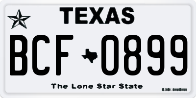 TX license plate BCF0899