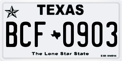 TX license plate BCF0903