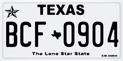 TX license plate BCF0904