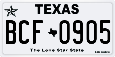 TX license plate BCF0905