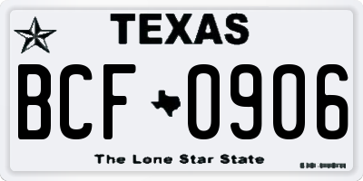 TX license plate BCF0906