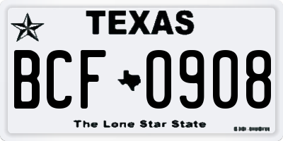 TX license plate BCF0908