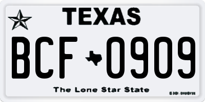 TX license plate BCF0909