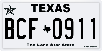 TX license plate BCF0911