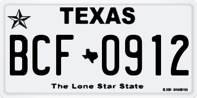 TX license plate BCF0912