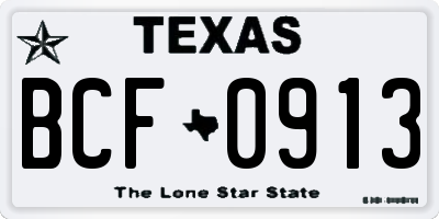 TX license plate BCF0913