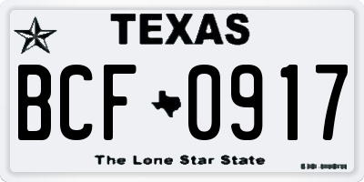 TX license plate BCF0917
