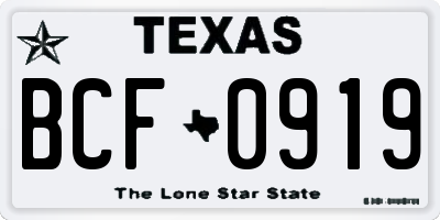 TX license plate BCF0919
