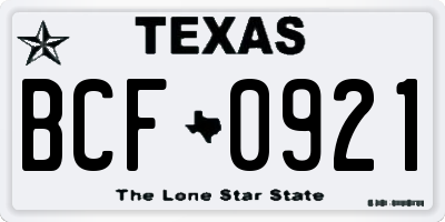 TX license plate BCF0921