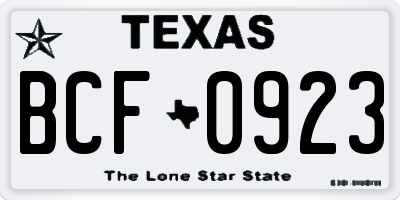 TX license plate BCF0923