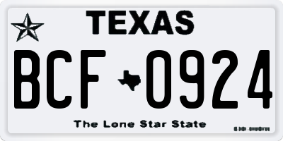 TX license plate BCF0924
