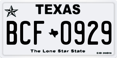 TX license plate BCF0929