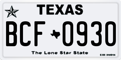TX license plate BCF0930