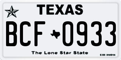 TX license plate BCF0933