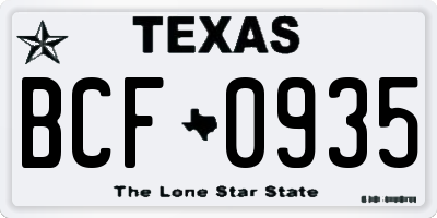 TX license plate BCF0935
