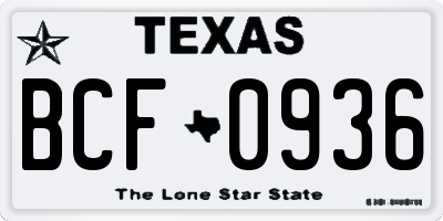 TX license plate BCF0936