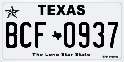 TX license plate BCF0937