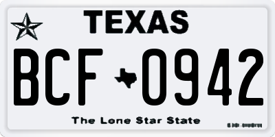 TX license plate BCF0942