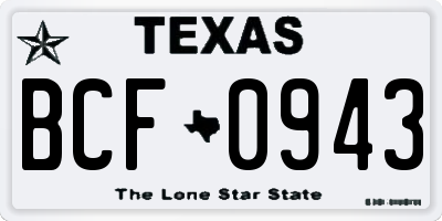 TX license plate BCF0943