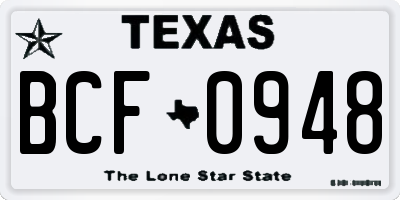 TX license plate BCF0948