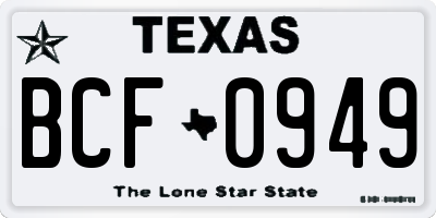 TX license plate BCF0949