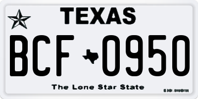 TX license plate BCF0950