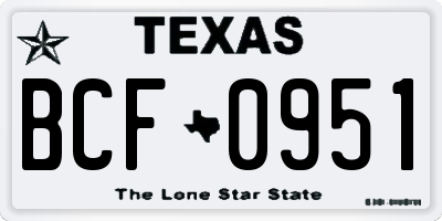TX license plate BCF0951
