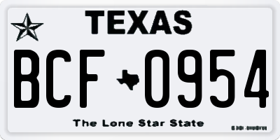 TX license plate BCF0954