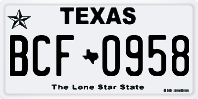 TX license plate BCF0958