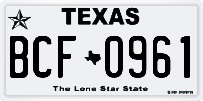 TX license plate BCF0961
