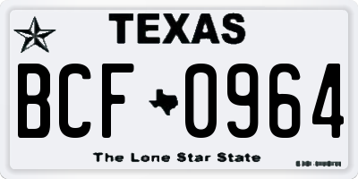 TX license plate BCF0964