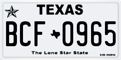 TX license plate BCF0965