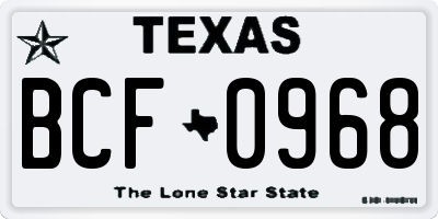 TX license plate BCF0968