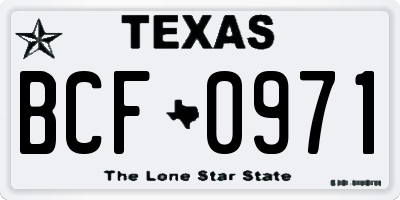 TX license plate BCF0971