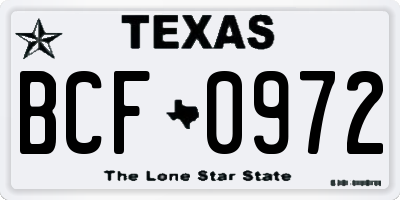 TX license plate BCF0972